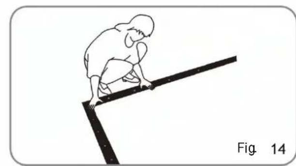 Line drawing of a person climbing a slope, labeled 'Fig. 14' (no other text or symbols)