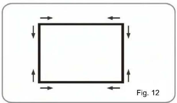 Simple diagram of a square with directional arrows, labeled Fig. 12 (no text or symbols within the diagram itself)