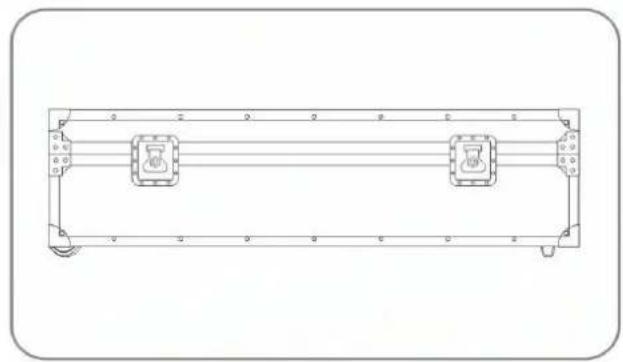 Technical line drawing of a rectangular frame with two internal compartments and mounting holes (no text or symbols)