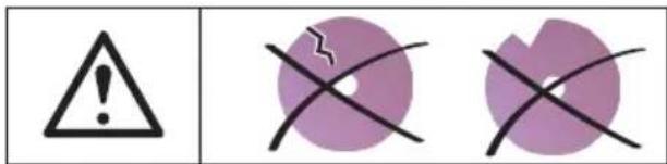 Warning symbol and two circular icons with 'X' marks, likely indicating absence or error in a diagram.