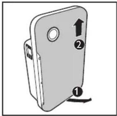 Diagram of a mechanical component with numbered parts and directional arrows indicating motion or force