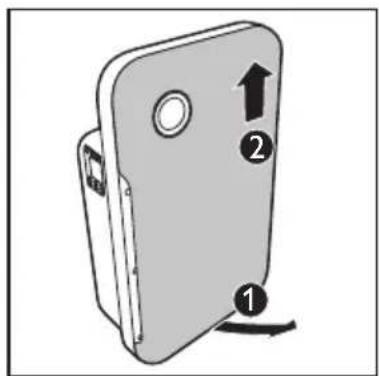 Diagram of a mechanical component with numbered parts and directional arrows indicating motion or force