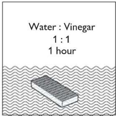 Water : Vinegar 1 : 1 1 hour