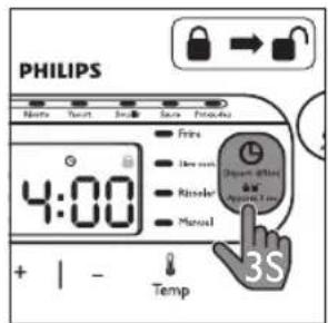 PHILIPS More Next End Save Forward 4:00 Finds How much Riseler Manual + | - Temp 3S