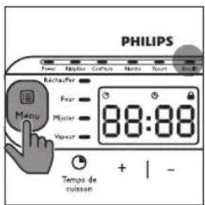 PHILIPS Power Pickknife Menu Four Moister Voutier 88:88 Temps de cuisson + | -