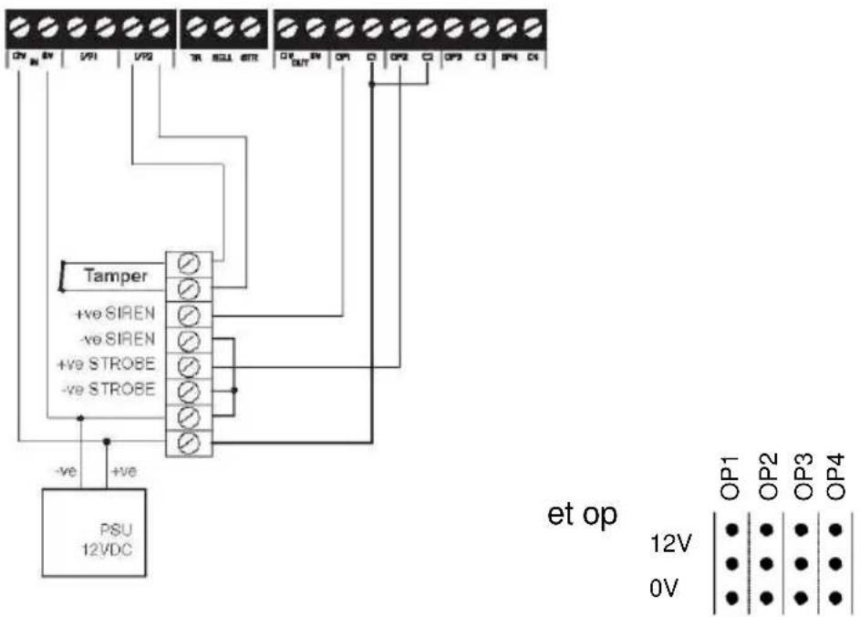 0V 0V 0V 0V 0V 0V 0V 0V 0V 0V 0V 0V 0V 0V 0V 0V 0V 0V 0V 0V 0V 0V 0V 0V 0V 0V 0V 0V 0V 0V 0V 0V 0V 0V PSU 12VDC Tamper +ve SIREN -ve SIREN +ve STROBE -ve STROBE et op 12V 0V OP1 OP2 OP3 OP4