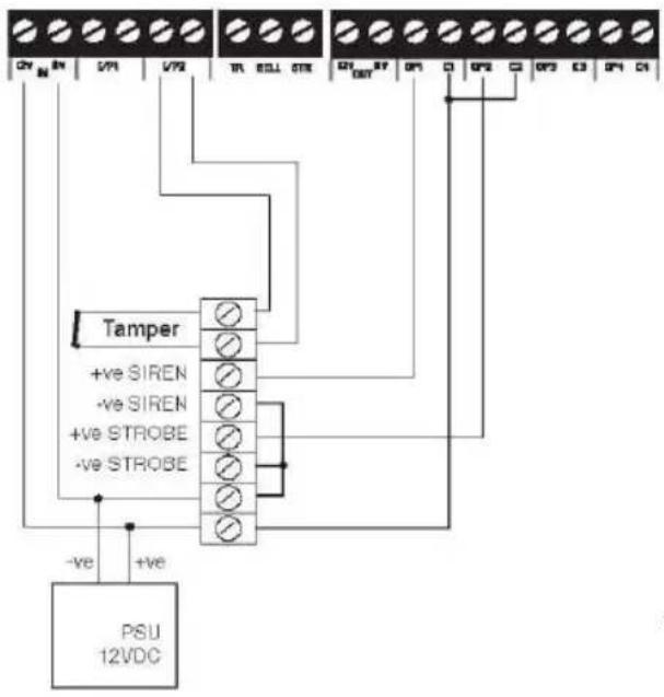 Cry N SPT V72 TR BCL STE CPI SPY OP1 OP2 OP3 OP4 OP5 OP6 OP7 C1 Tamper +ve SIREN -ve SIREN +ve STROBE -ve STROBE -ve +ve PSU 12VDC