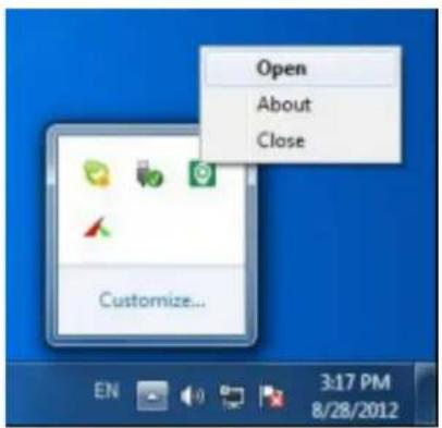 Open About Close Customize... EN 3:17 PM 8/28/2012