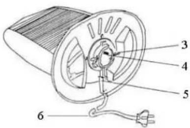 Technical diagram of a mechanical device with numbered parts labeled 3, 4, 5, and 6