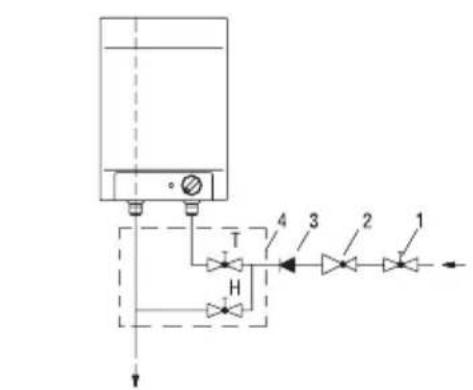 graph TD A["Container Tank"] --> B["Valve 1"] A --> C["Valve 2"] A --> D["Valve 3"] A --> E["Valve 4"] A --> F["H"] B --> G["Downward Flow Indicator"] C --> H["Downward Flow Indicator"] D --> I["Downward Flow Indicator"] E --> J["Downward Flow Indicator"]