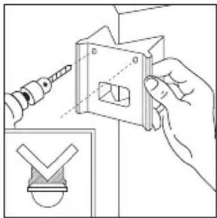 Illustration of a hand using a screwdriver to adjust a mechanical component, with an inset showing a checkmark symbol (no text or labels present)