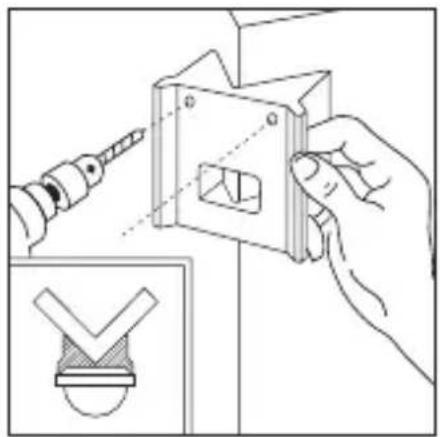 Illustration of a hand using a screwdriver to adjust a mechanical component, with an inset showing a checkmark (no text or symbols present)
