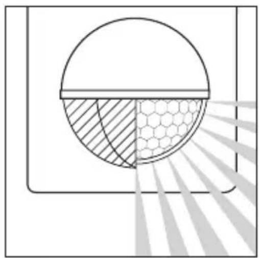 Diagram of a basketball court with shaded and patterned sections, no text or symbols present