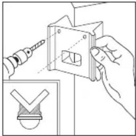 Illustration of a hand using a tool to adjust a mechanical component, with an inset showing a checkmark symbol (no text or labels present)