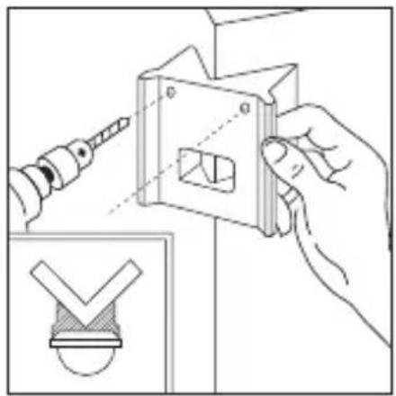 Illustration of a hand using a power tool to adjust a mechanical component with a checkmark symbol (no text or labels present)