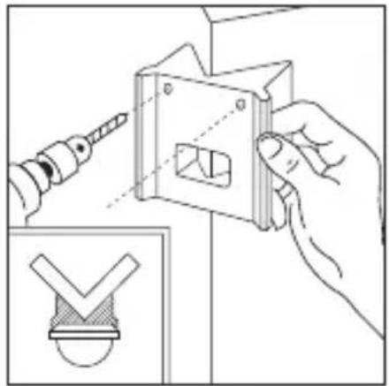 Illustration of a hand using a power tool to adjust a mechanical component, with an inset showing a checkmark symbol (no text or labels present)