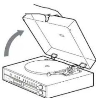 TEAC LP-P1000 - Aprire lentamente il coperchio del giradischi. - 1