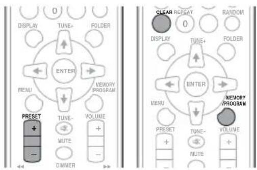 0 DISPLAY TUNE- FOLDER ENTER MENU MEMORY PROGRAM PRESET TUNE- VOLUME MUTE DIMMER CLEAR REPEAT 0 RANDOM DISPLAY TUNE+ FOLDER ENTER MEMORY PROGRAM MENU PRESET TUNE- VOLUME MUTE DIMMER