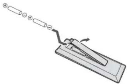 PIONEER X-CM32BT-D - Aanbrengen van de batterijen in de afstandsbediening - 1