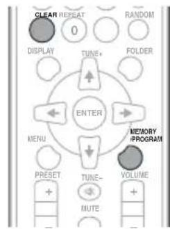 CLEAR REPEAT 0 RANDOM DISPLAY TUNE+ FOLDER ENTER MENU MEMORY PROGRAM PRESET TUNE- VOLUME MUTE