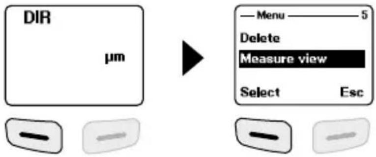 graph LR A["DIR\nμm"] --> B["Menu 5\nDelete\nMeasure view\nSelect Esc"]