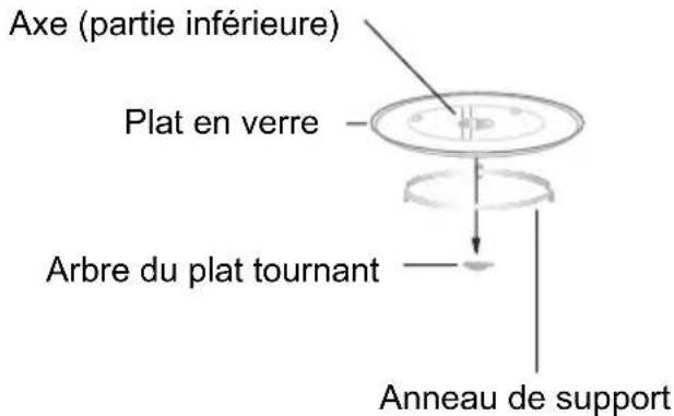 Axe (partie inférieure) Plat en verre Arbre du plat tournant Anneau de support