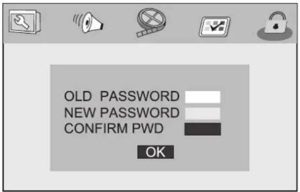OLD PASSWORD NEW PASSWORD CONFIRM PWD OK