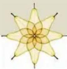 Symmetrical geometric flower-like pattern with eight petals and central hub (no text or symbols)