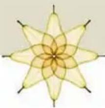 Symmetrical geometric flower-like pattern with eight petals and central hub (no text or symbols)