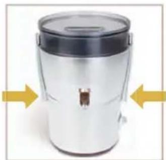 Exterior view of a modern stainless steel water heater with a lid and side-mounted sensor (no text or symbols visible)