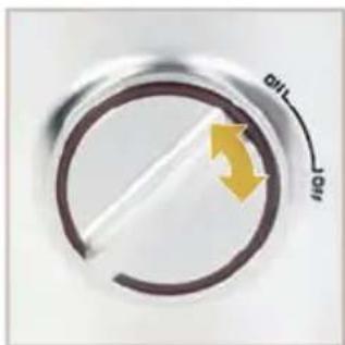 Close-up of a circular mechanical component with a yellow arrow indicating rotation direction (no text or symbols)