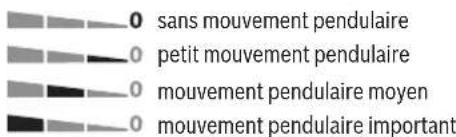 0 sans mouvement pendulaire 0 petit mouvement pendulaire 0 mouvement pendulaire moyen 0 mouvement pendulaire important