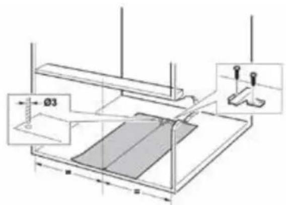 Technical diagram showing a mechanical assembly with dimension annotations and component labels