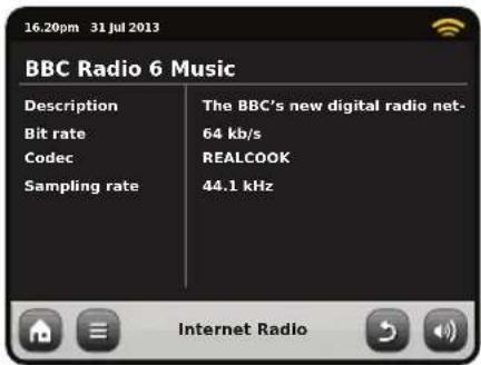 16.20pm 31 Jul 2013 BBC Radio 6 Music Description The BBC's new digital radio net- 64 kb/s Bit rate Codec REALCOOK Sampling rate 44.1 kHz Internet Radio