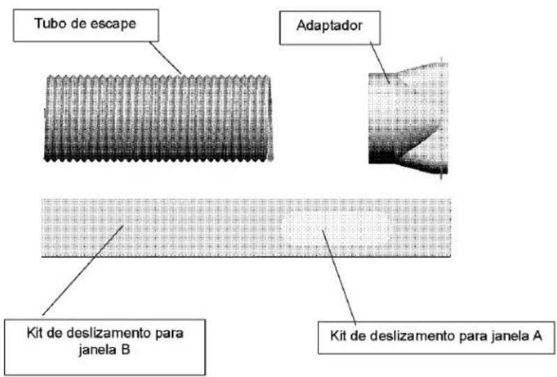 Tubo de escape Adaptador Kit de deslizamento para janela B Kit de deslizamento para janela A