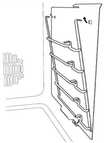 Technical line drawing of a door panel with multiple ladder-like structures and ventilation slots (no text or symbols)