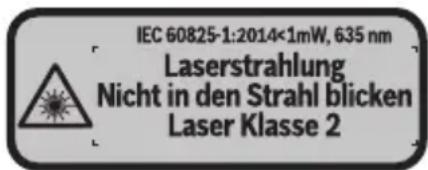 IEC 60825-1:2014<1mW, 635 nm Laserstrahlung Nicht in den Strahl blicken Laser Klasse 2