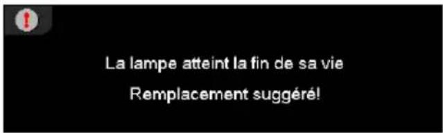 La lampe atteint la fin de sa vie. Remplacement suggéré !