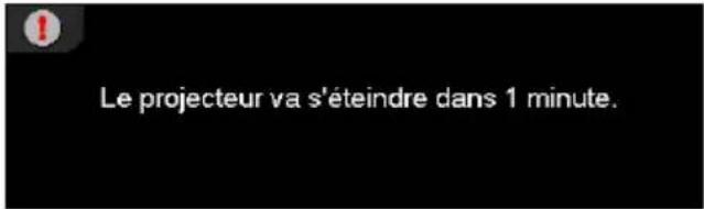 Le projecteur va s'éteindre dans 1 minute.