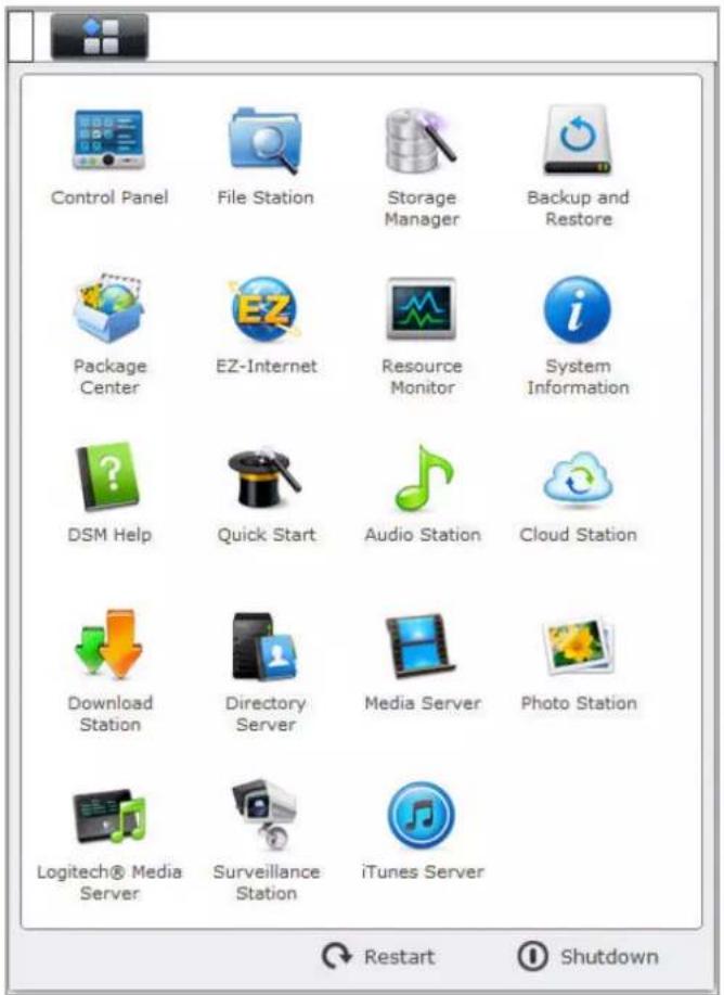 SYNOLOGY EDS14 - Gérer DSM avec le Menu principal - 1