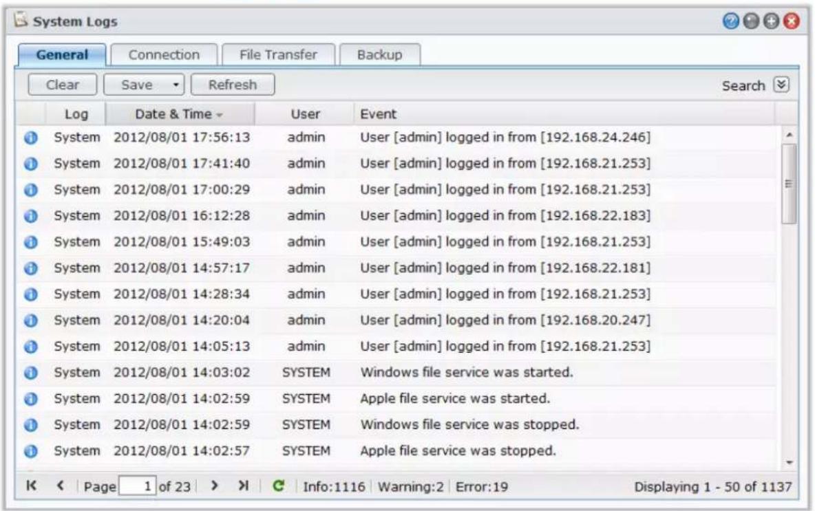 SYNOLOGY EDS14 - Afficher les journaux système - 1