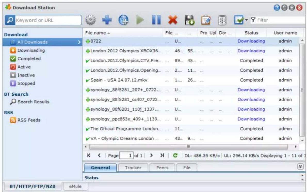 Download Station Keyword or URL Filter Download All Downloads 0722 London 2012 Olympics XBOX36... London.2012.Olympics.CTV.Pre... London.2012.Olympics.Opening... Spain - USA 24.07.12.mkv synology_88f5281_207+_0722... synology_88f5281_cs407_0722... synology_88f6281_110j_1337... synology_ppc853x_409+_1139... The Official Programme London... VA - Olympic Dreams London ... Status BT/HTTP/FTP/NZB eMule File name File ... Pro Upl Do ... Status User name Downloading admin Downloading admin Completed admin Completed admin Completed admin Downloading admin Downloading admin Downloading admin Downloading admin Completed admin Completed admin