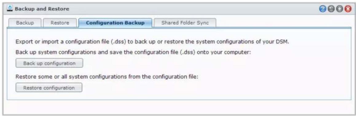 SYNOLOGY EDS14 - Sauvegarde et restauration des configurations système - 1