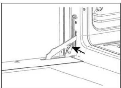 Technical line drawing of a mechanical bracket assembly with mounting holes and a tool (no text or symbols)