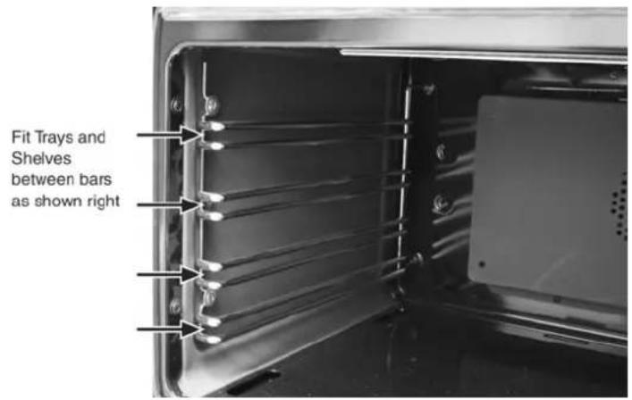 Fit Trays and Shelves between bars as shown right