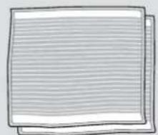 Stack of three blank sheets with horizontal lines, no text or symbols present