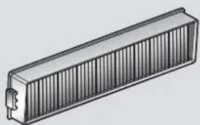Illustration of a rectangular heat exchanger or cooling unit.