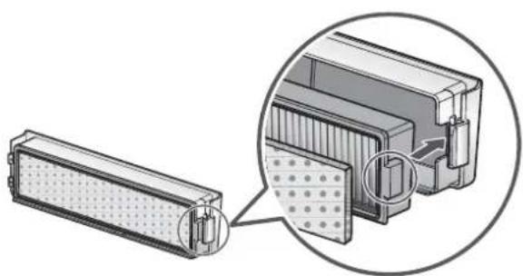 Diagram of a battery pack and its internal structure, showing internal components and a magnified view (no text or symbols)