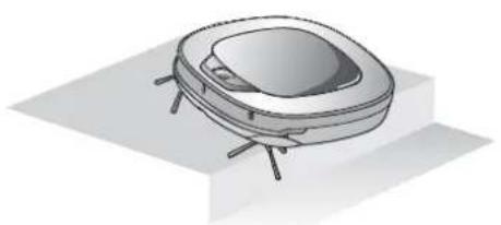 Illustration of a robotic vacuum cleaner on a flat surface (no text or symbols).