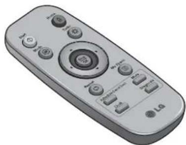 Illustration of a silver remote control with buttons and dials (no text or symbols)